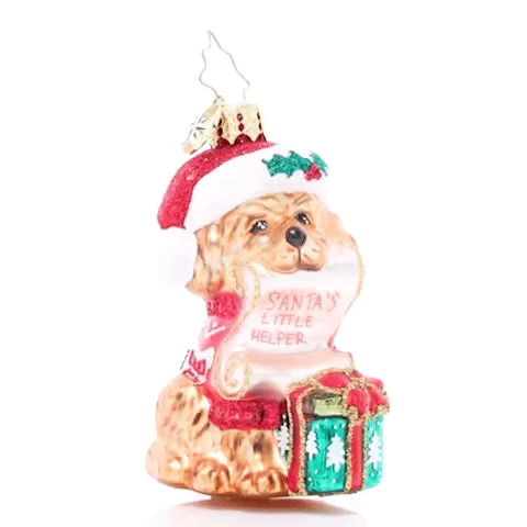 Christopher Radko Little Gem Glass Ornament - Festive Furry Friend 1 Christopher Radko Little Gem Glass Ornament - Festive Furry Friend