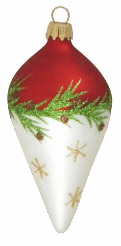Krebs Glass Teardrop Ornament - Bi-Color Pine Garland - 4 Pack