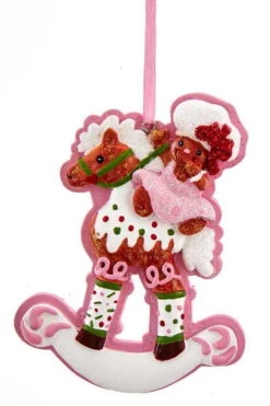 Kurt Adler Gingerbread Girl On Rocking Horse Ornament