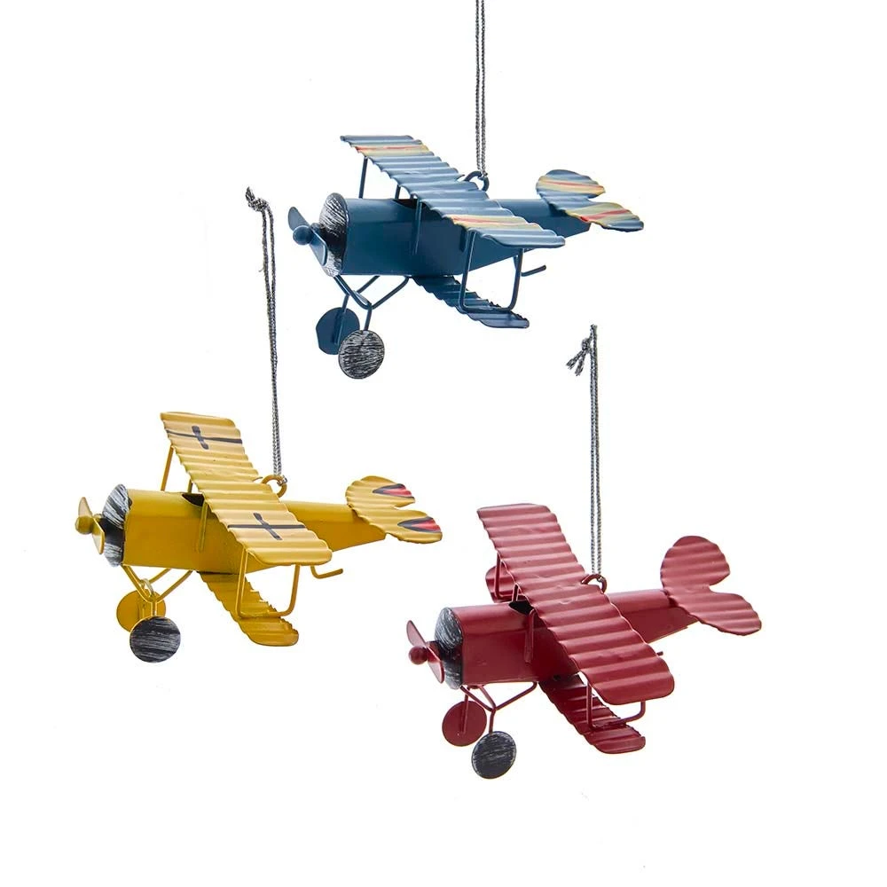 Kurt Adler Metal Biplane Ornament - 1 Kurt Adler Metal Biplane Ornament -
