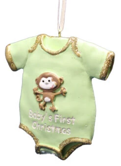Roman Baby's First Christmas Onesie Ornament - Green - Monkey