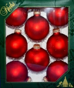 Christmas By Krebbs 2 5/8 Glass Balls - Gold Caps - Flame Red 8 Pack