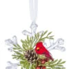 Cardinal Snowflake Ornament - Style 3