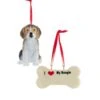 Kurt Adler I Love My Beagle With Dog Bone Ornaments