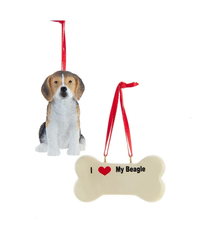 Kurt Adler I Love My Beagle With Dog Bone Ornaments 1 Kurt Adler I Love My Beagle With Dog Bone Ornaments
