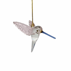 Feeding Hummingbird - Pink/Blue/Blue- Egyptian Glass Ornament