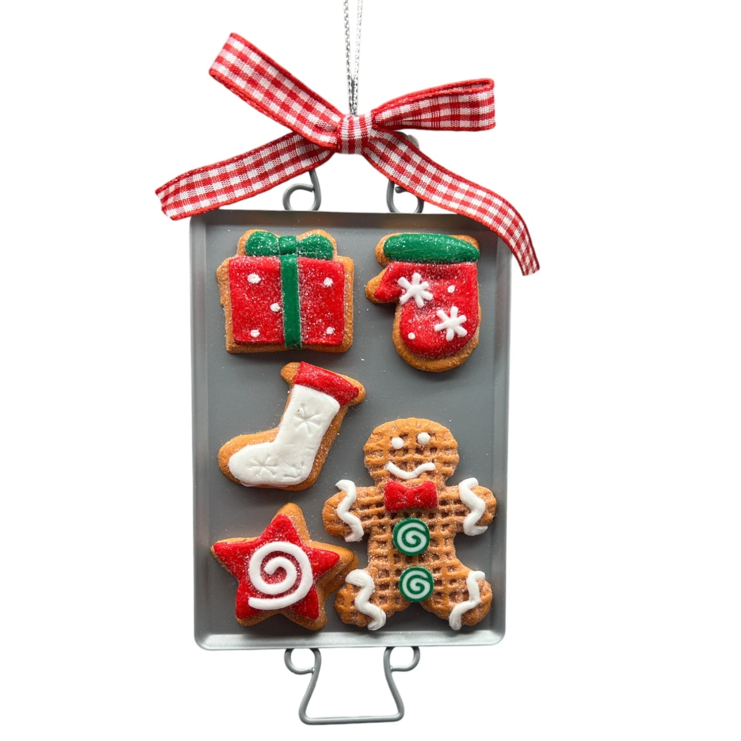 Clay Dough Holiday Cookies On Metal Pan Ornament Present And Mitten 1 Clay Dough Holiday Cookies On Metal Pan Ornament Present And Mitten