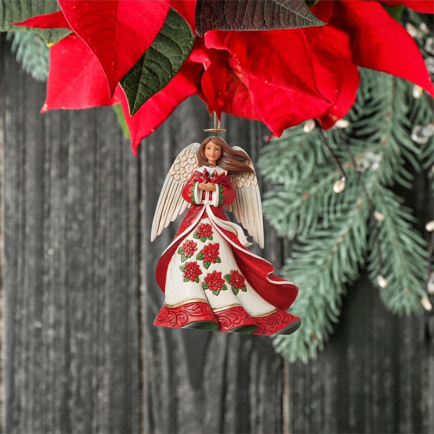 Christmas Poinsettia Angel Ornament 2 Christmas Poinsettia Angel Ornament - Image 2