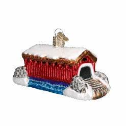Old World Christmas Covered Bridge Glass Blown Ornament