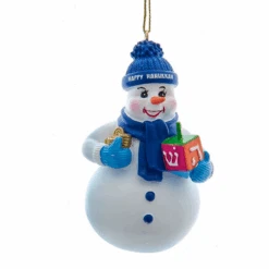 Kurt Adler Snowman With A Dreidel Ornament