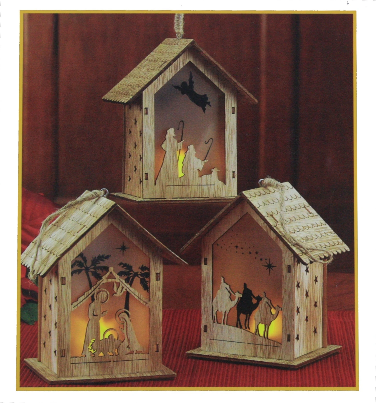 Flicker Lighting Nativity House Ornament Set 2 Flicker Lighting Nativity House Ornament Set - Image 2