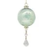 Gold Etched Glass Globe With Dangles - Green