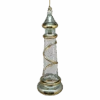Glass Lighthouse Ornament With Gold Accent - Green