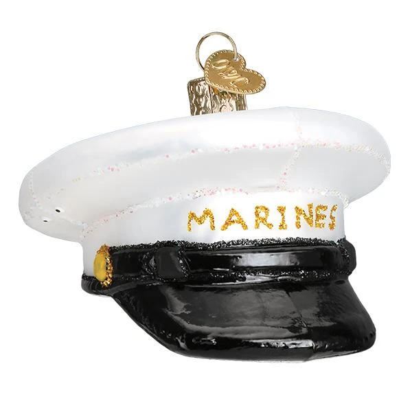 Marines Cap Glass Ornament 1 Marines Cap Glass Ornament