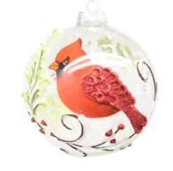 Round Glass Ball Ornament With Cardinal Scene -Country Christmas Loft Shop bf1imglex3lm9gne0evz