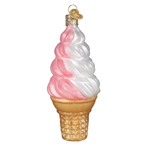 Strawberry Swirl Soft Serve Glass Ornament 2 Strawberry Swirl Soft Serve Glass Ornament - Image 2