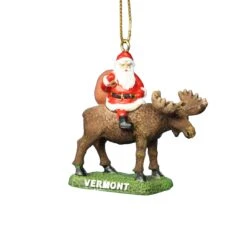 Santa Riding A Moose Vermont Ornament