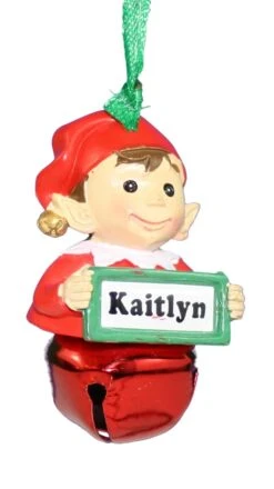 Elf Bell Ornament With Name - Kaitlyn