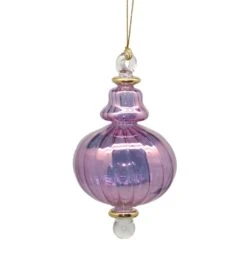 Organic Luster Ribbed Sphere With Gold Trim - Purple