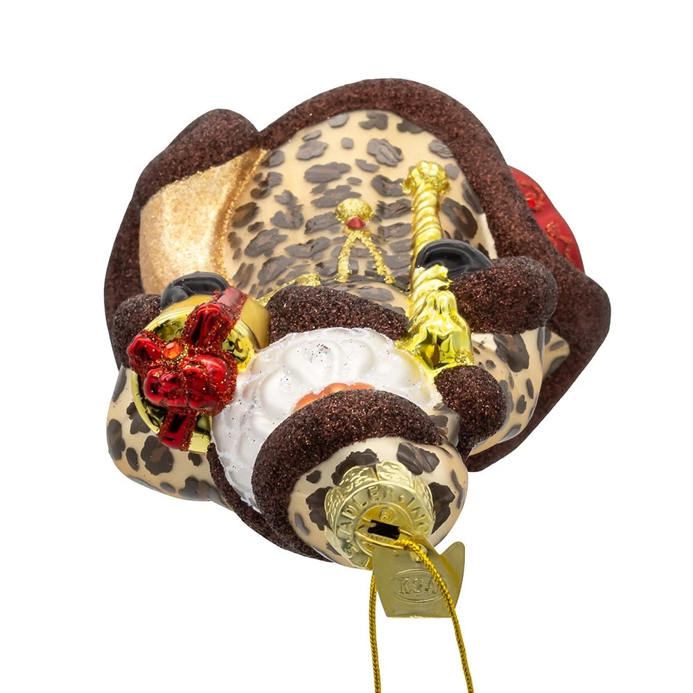 Bellissimo Glass Santa With Leopard Print Ornament 5 Bellissimo Glass Santa With Leopard Print Ornament - Image 5