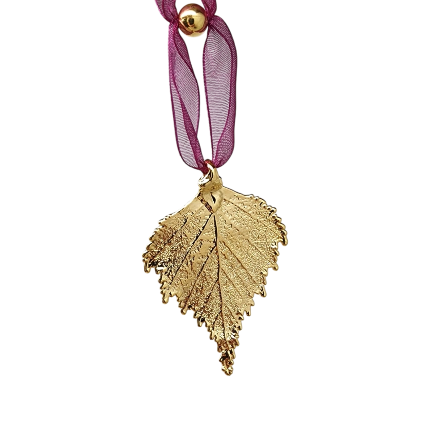 Gold Birch Leaf With Sheer Ribbon Ornament 4 Gold Birch Leaf With Sheer Ribbon Ornament - Image 4