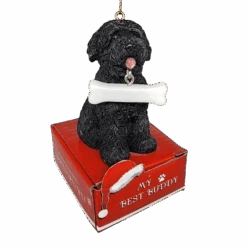 Labradoodle - Black With Bone Ornament