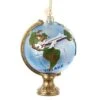 Noble Gems Globe With Airplane Glass Ornament