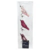Glass And Enamel Clip On Bird Ornament Set - Pink And Red