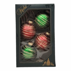 Krebs Value Glass Ornament 4 Pack - Red And Green Swirl