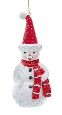 Kurt Adler Red And White Ornament - Snowman