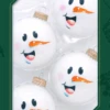 Porcelain White 2 5/8" (67mm) Glass Ball With Snowman Face - 4 Piece Set