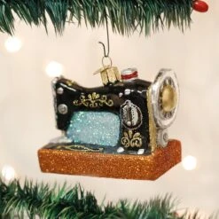 Old World Christmas Sewing Machine Glass Blown Ornament