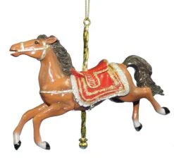 Kurt Adler Resin Carousel Assortment Ornament - Brown Horse