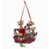 Kurt Adler Moose In Fishing Boat Ornament - Family Of 4