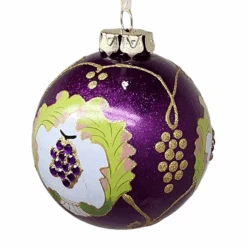 STERLING Grape Glass Ball Ornament -