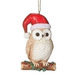 Roman Owl In A Santa Hat Ornament