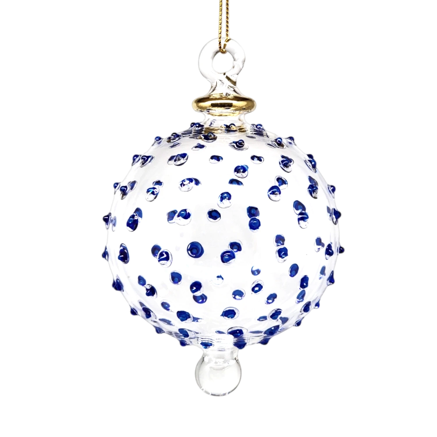 Clear 3" Glass Stipple Ball - Blue 1 Clear 3" Glass Stipple Ball - Blue