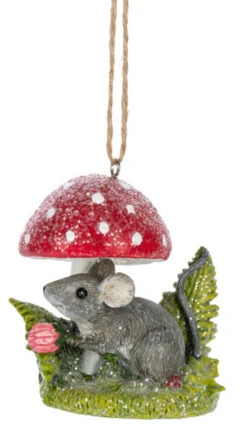 Mouse Under A Red Mushroom - Ornament