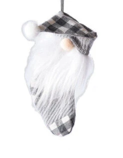 Buffalo Check Gnome Stocking Ornament - Grey