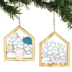 Department 56 Coral Wood Ornaments Set