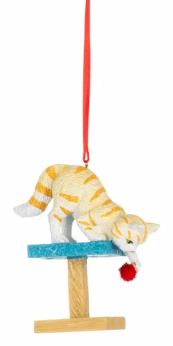 Playful Kitten Ornament - Yellow
