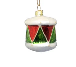 Kurt Adler 3 Inch Boxed Glass Ornament - Drum Red/Green