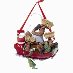 Kurt Adler Moose In Fishing Boat Ornament - Family Of 3 -Country Christmas Loft Shop ezdmpnqlsqbrdcfptnn4