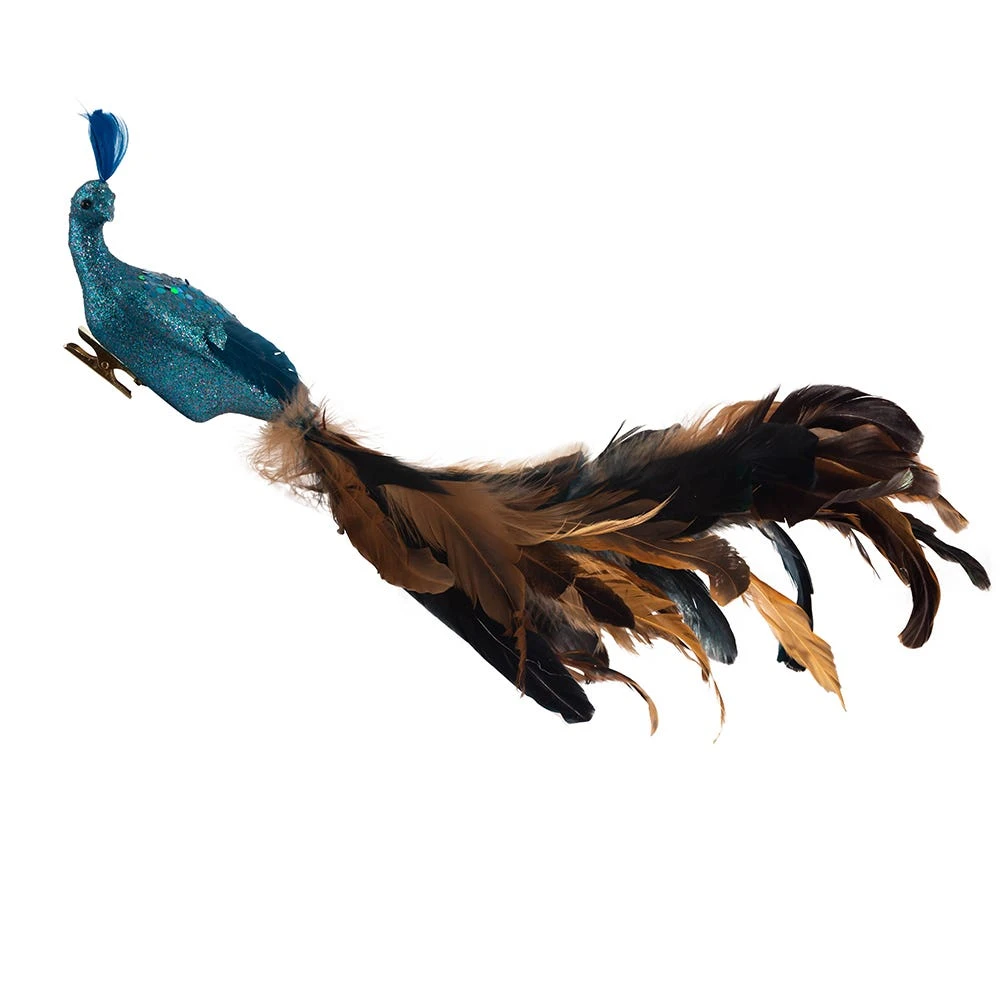 Kurt Adler Decorative Feather Peacock With Clip - 18 Inch 2 Kurt Adler Decorative Feather Peacock With Clip - 18 Inch - Image 2