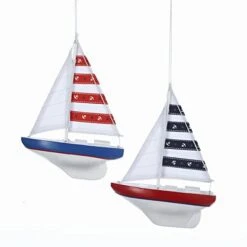 Kurt Adler Wooden Yacht W/Sails Ornament - Red -Country Christmas Loft Shop fbtjtswojqp9wrtzl01r