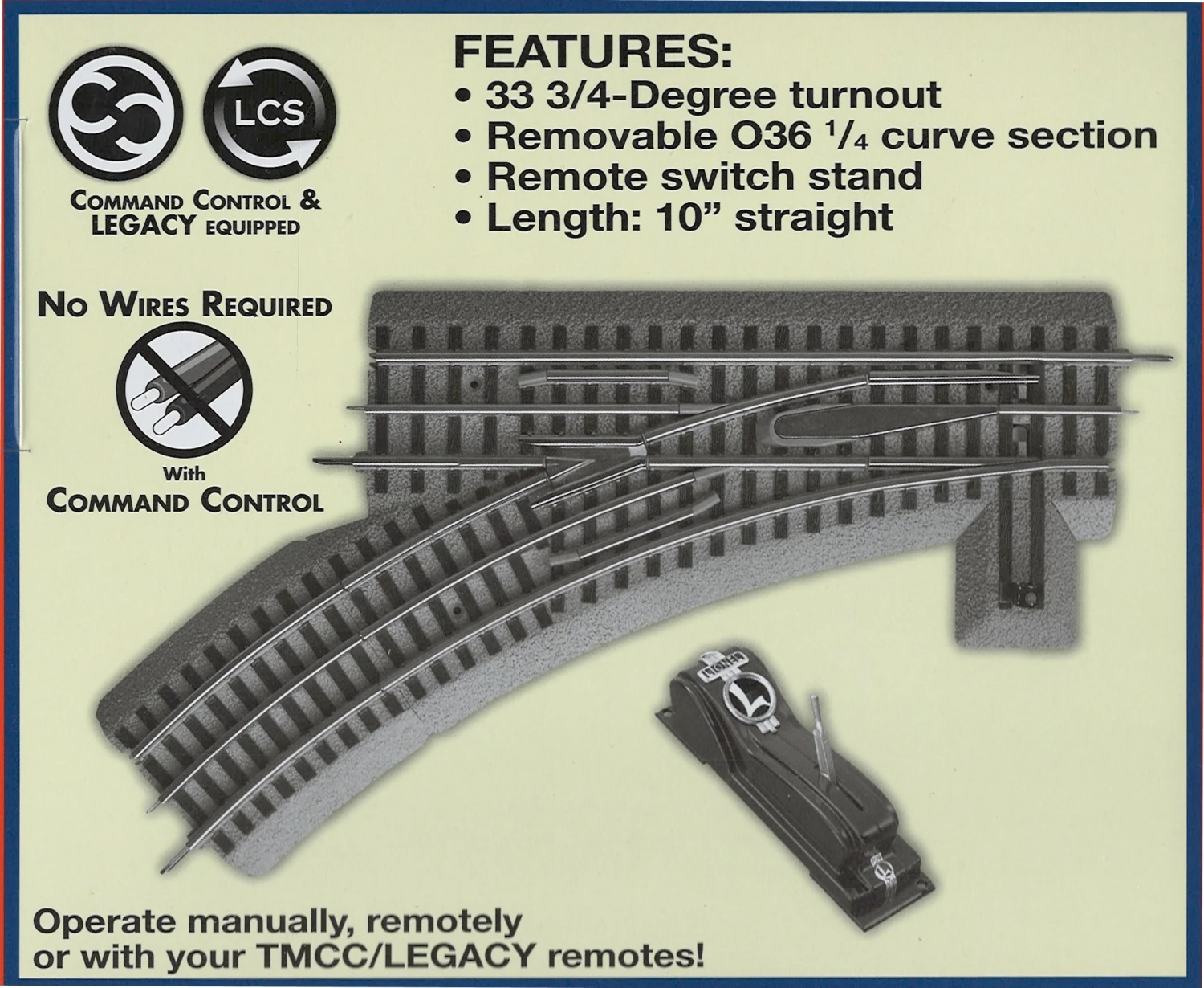 Lionel O-Gauge FasTrack O36 Left Hand Remote Command Switch 2 Lionel O-Gauge FasTrack O36 Left Hand Remote Command Switch - Image 2