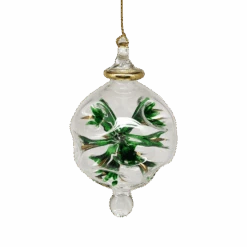 Blown Glass Pierced Starburst Ornament - Green