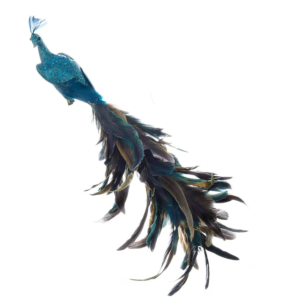 Kurt Adler Decorative Feather Peacock With Clip - 18 Inch 1 Kurt Adler Decorative Feather Peacock With Clip - 18 Inch