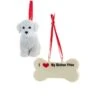 Kurt Adler I Love My Bichon Frise With Dog Bone Ornaments