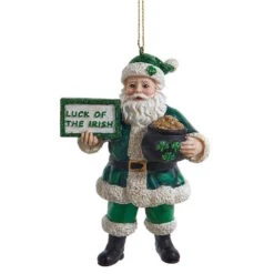 Kurt Adler Irish Santa Ornament - Pot Of Gold